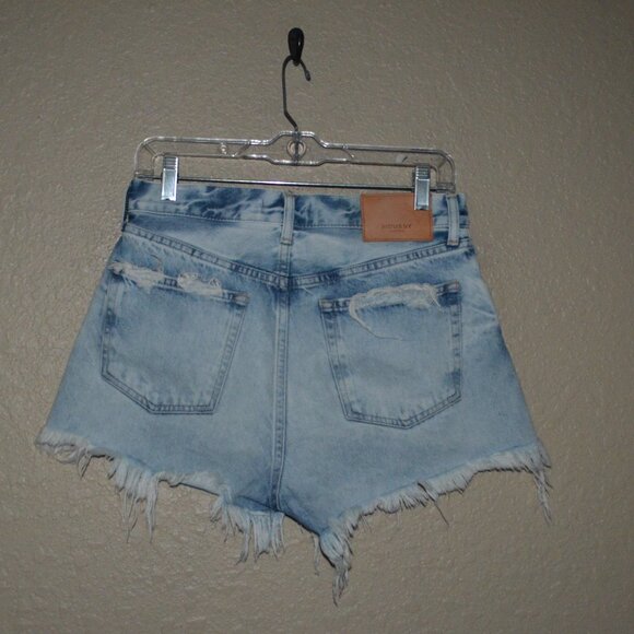 NWT $288 Sz 26 Moussy Vintage Blue Cotton Destroyed Frayed Cut Off Shor… - Picture 6 of 9